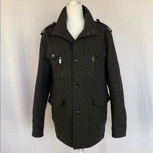 Michael Kors button front dark grey pea coat